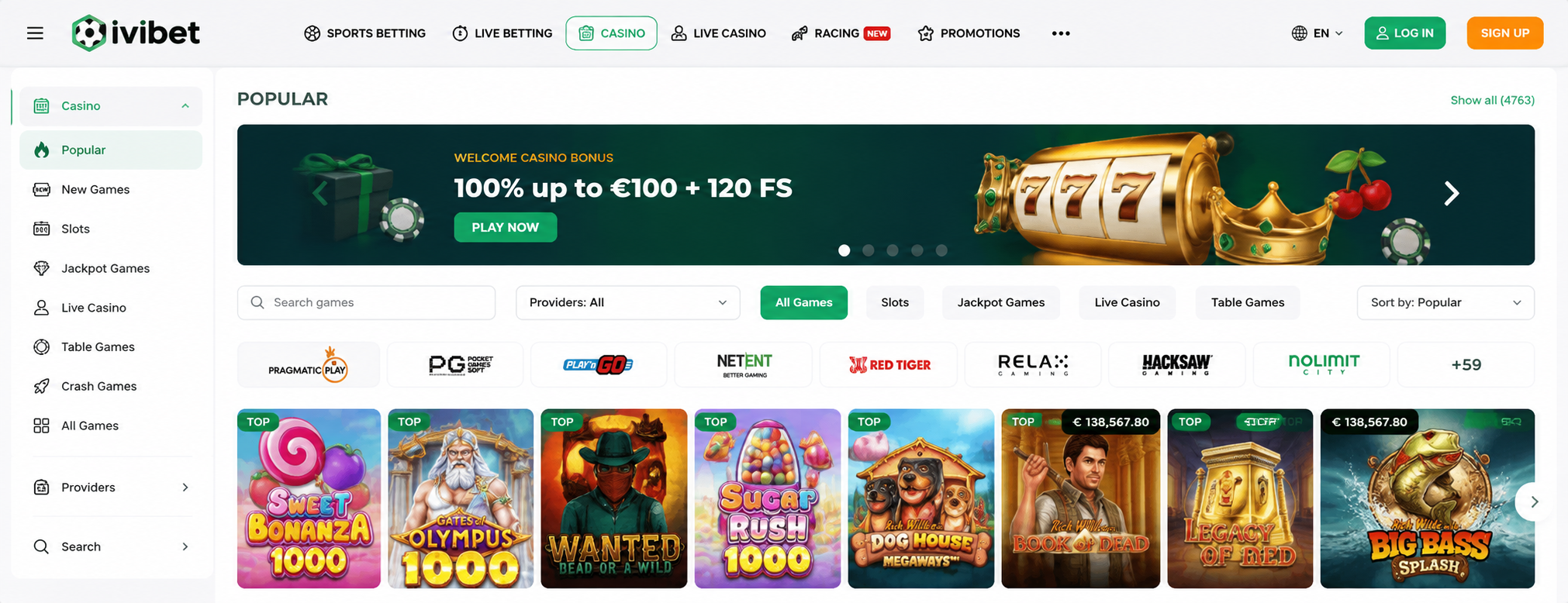 Ivibet casino slots and game catalogue