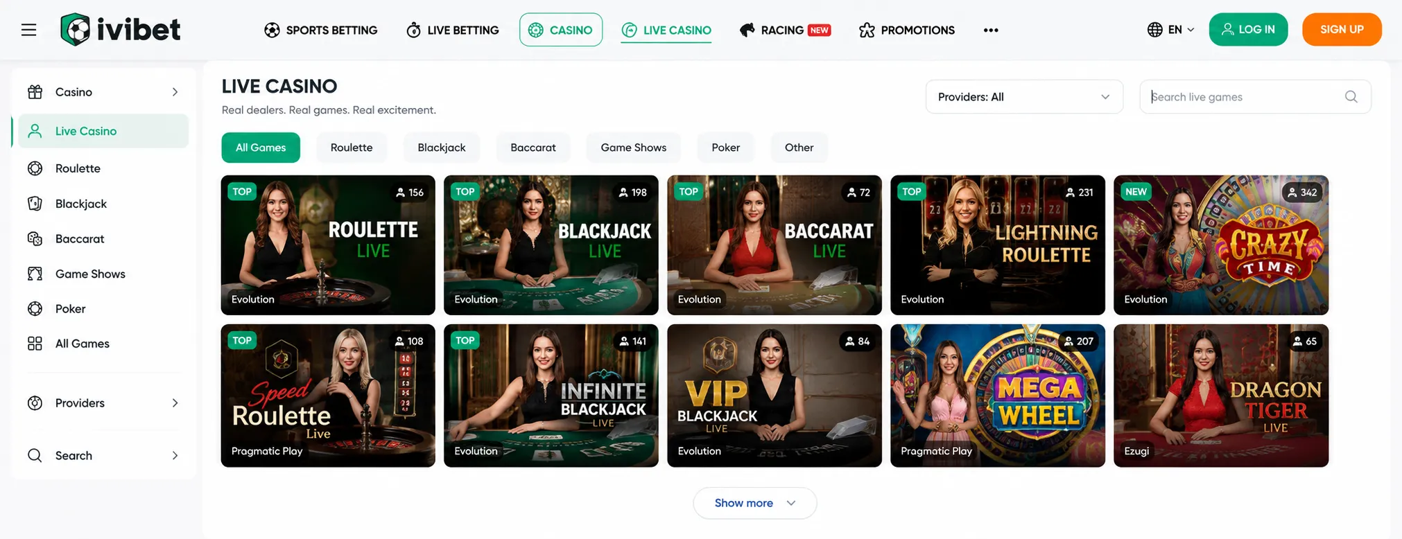 Ivibet live casino roulette blackjack and baccarat