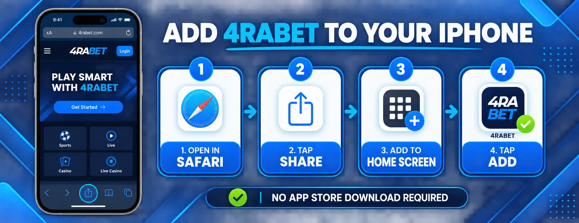 How to add 4RABET to the iPhone Home Screen