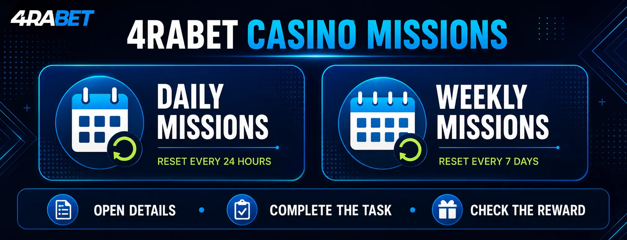 4RABET daily and weekly casino missions