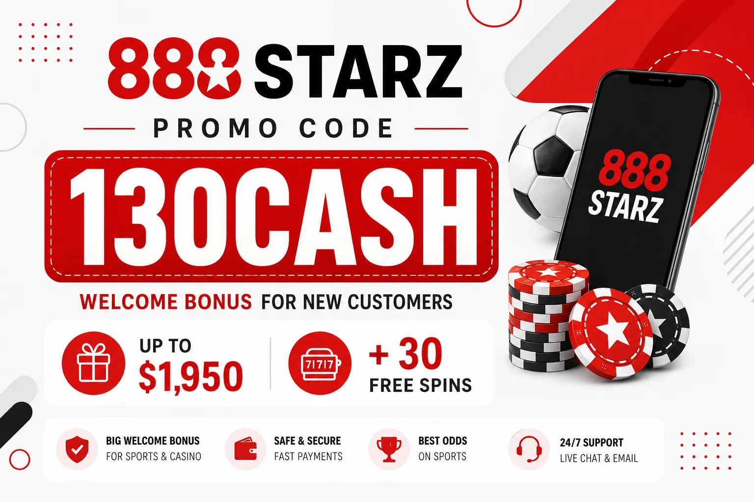 888Starz promo code 130CASH welcome bonus