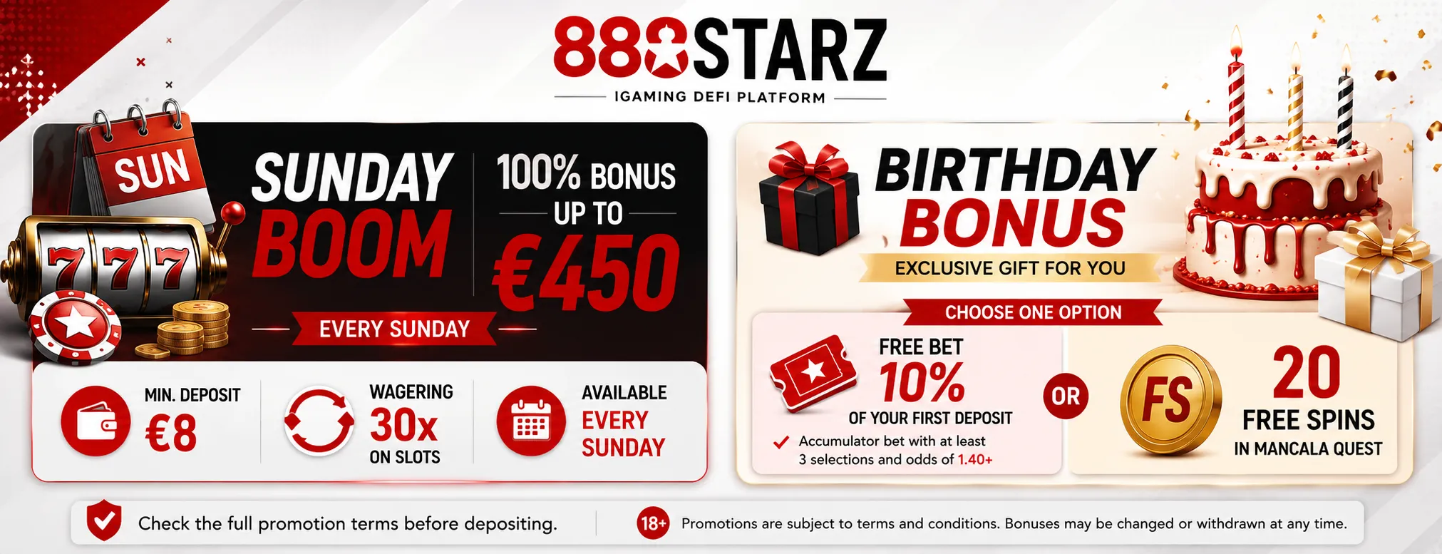 888Starz Sunday Boom and Birthday Bonus