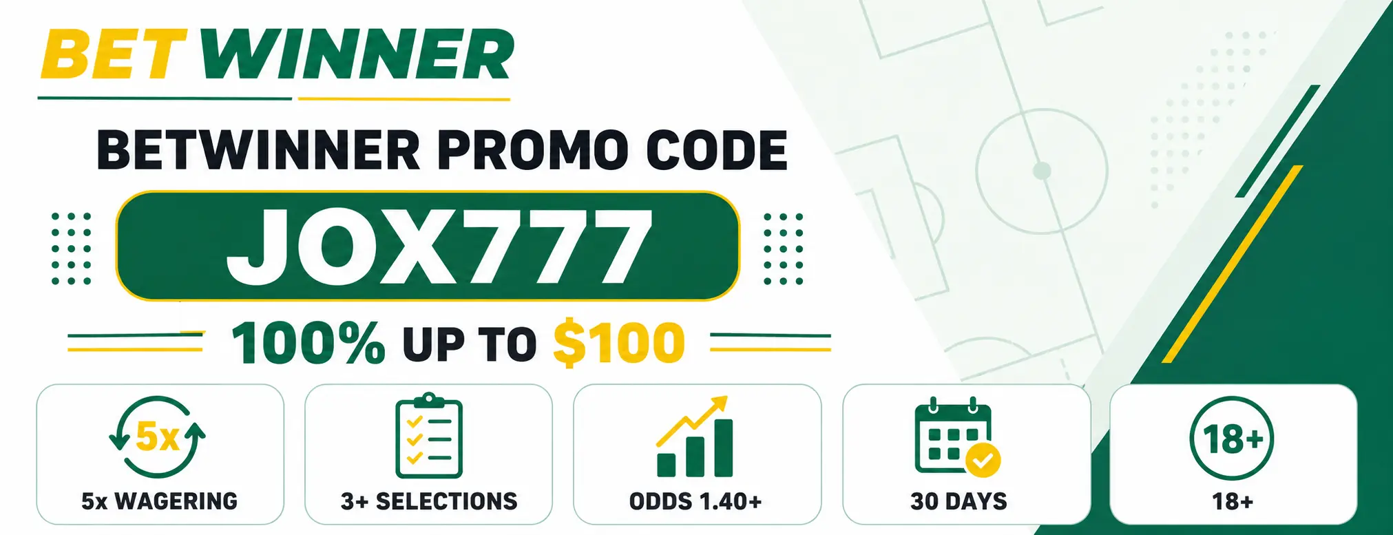 BetWinner promo code JOX777 $100 bonus terms