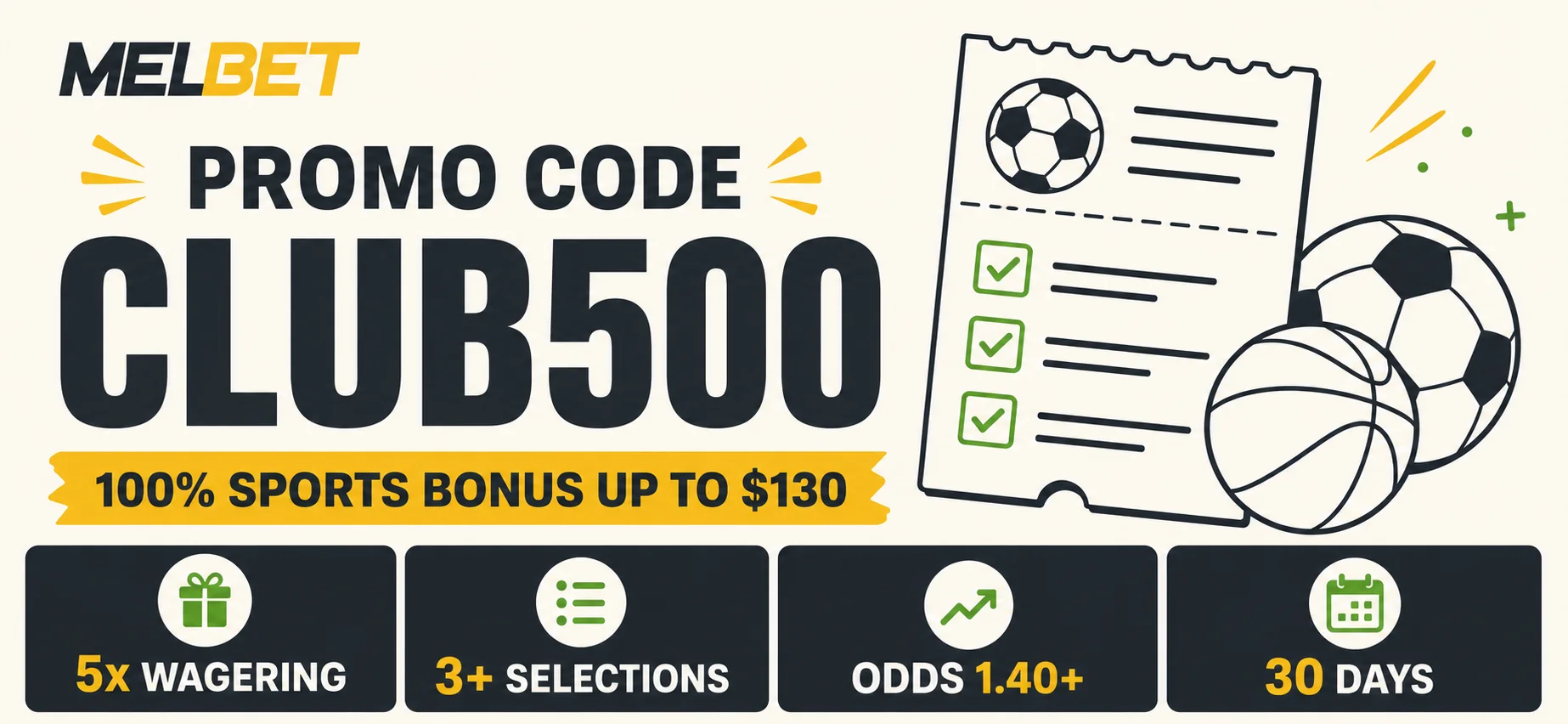 MelBet promo code CLUB500 sports bonus terms