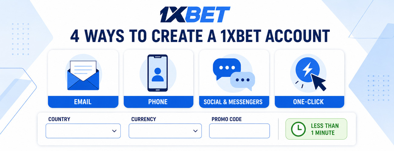 1XBET registration methods
