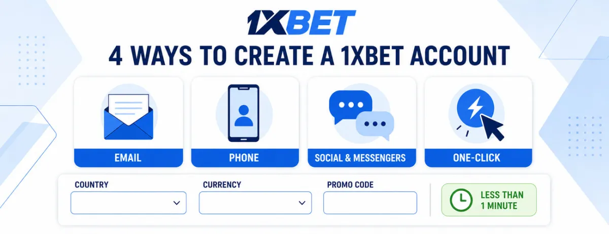 1XBET registration methods