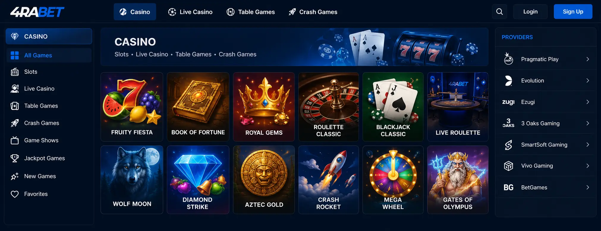 4RABET casino games live dealers and providers